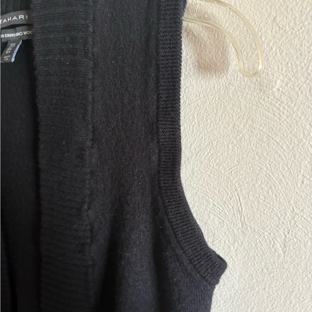 Tahari Black Merino Wool Vest - Picture 3 of 6